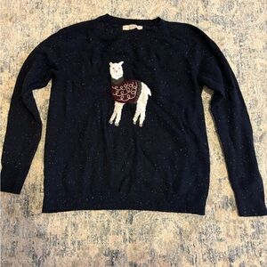 LOFT Dark Blue Sweater with Llama Motif